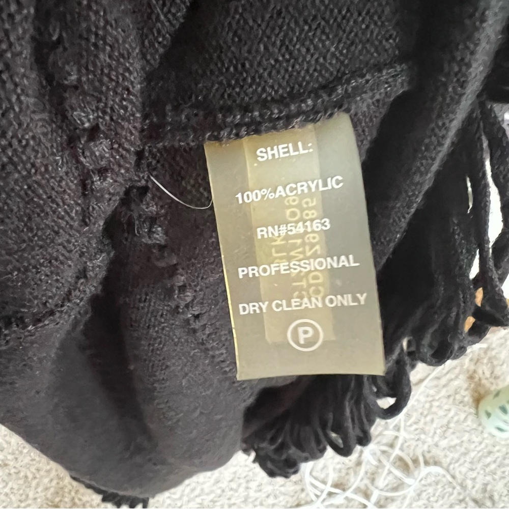 CALVIN KLEIN Fringe Hem Black Sweater Dress - Picture 6 of 10
